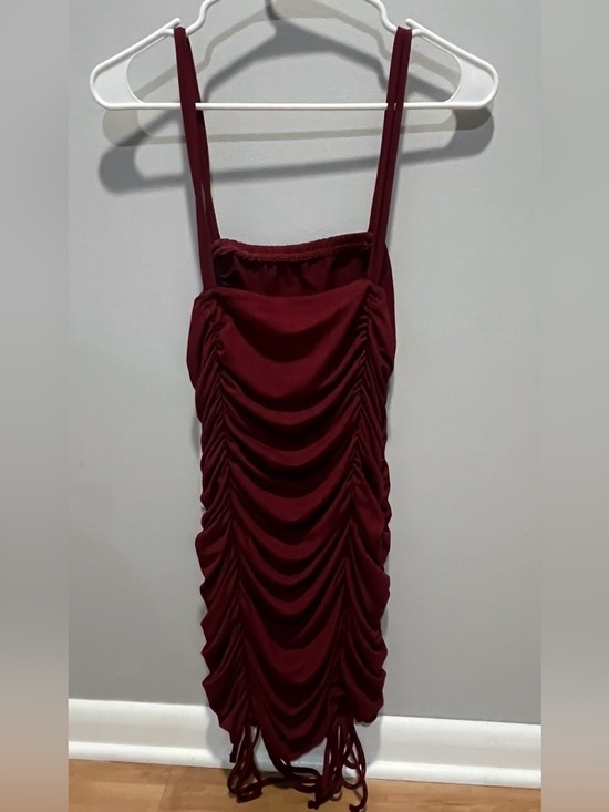 SHEIN Dresses & Skirts - SHEIN Curve Burgundy Ruched Bodycon Midi Dress 0XL NWOT Never Worn